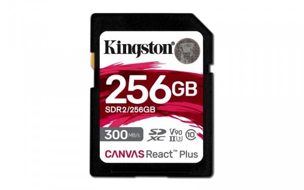 Kingston Canvas React Plus - Flashminnekort - 256 GB - Video Class V90 / UHS-II U3 / Class10 - SDXC UHS-II