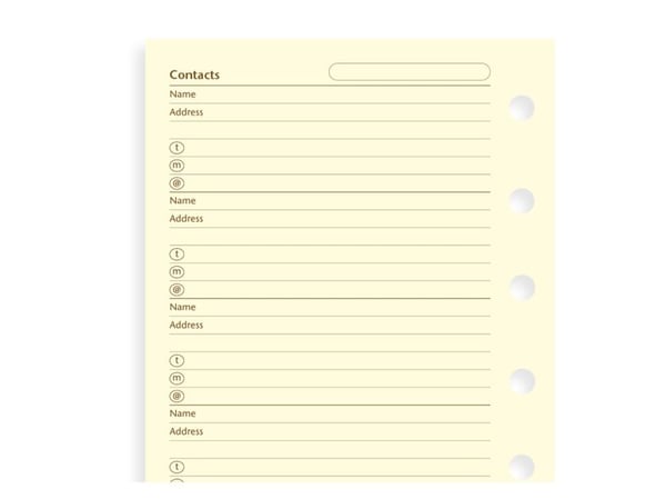 Filofax Pocket Kontakter Créme