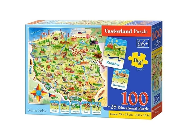 Castorland Electric 142 puslespill 100 brikker - Polens kart 100 Plus