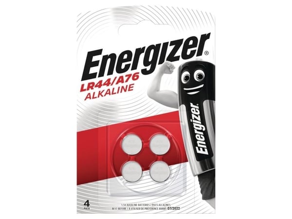 Energizer 53541116405, Engangsbatteri, LR44, Alkalinsk, 1,5 V, 4 stykker, Knapp/mynt