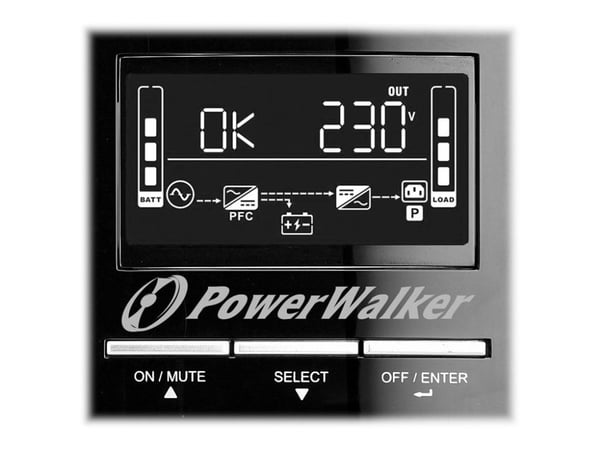 PowerWalker VI 3000 CW - UPS - AC 162 - 290 V - 2100 watt - 3000 VA - 9 Ah - RS-232, USB - utgangskontakter: 8