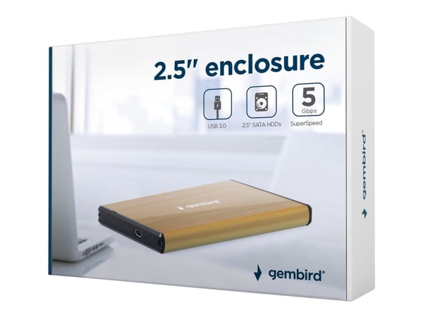 Gembird EE2-U3S-3-GL - Lagringspakke - 2,5" - SATA 6Gb/s - USB 3.0 - gull
