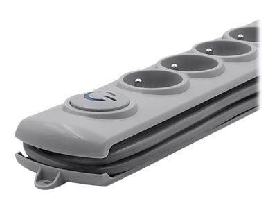 Qoltec - Strømstødsbeskytter - AC 230 V - 3680 Watt - output-stikforbindelser: 5 - 3 m ledning - Frankrig - grå