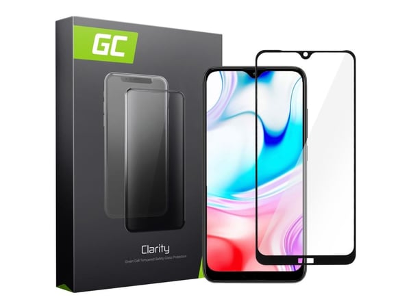 Green Cell Clarity - Skjermbeskyttelse for mobiltelefon - 2.5D - glass - rammefarge svart - for Xiaomi Redmi 8