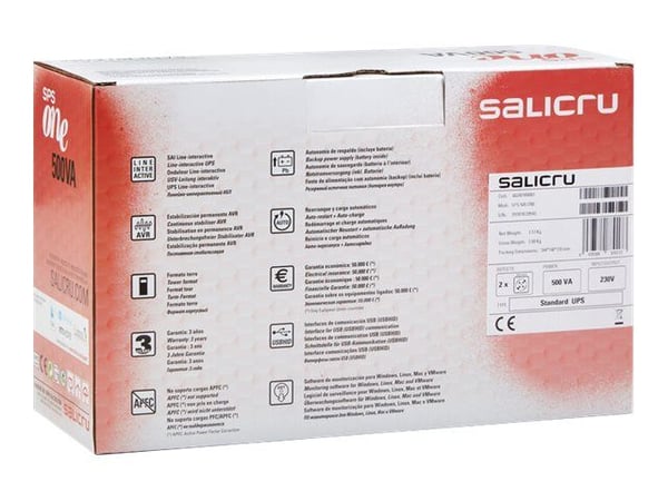 SALICRU SPS ONE SPS.700.ONE - UPS - AC 220/230/240 V - 360 watt - 700 VA - USB - utgangskontakter: 2