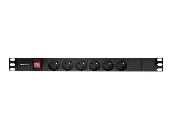 Qoltec - Pistorasia (rack-versio) - AC 220-240 V - 3680 Watt - tulo: virta - lähtöliittimet: 6 (6 x tyyppi E) - 1U - 19" - 2 m johto - musta - musta