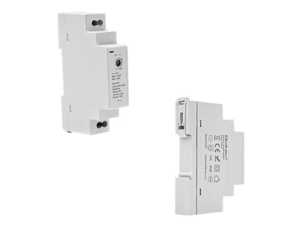 Qoltec - Strømforsyning (DIN-skinnemonterbar) - AC 100-240 V - 15 watt - grå
