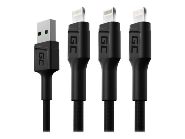 Green Cell KABGCSET06, 2 m, Lightning, USB A, Uros, Uros, Musta