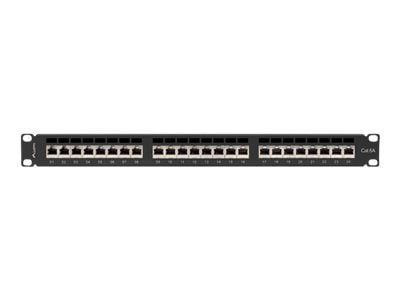 Lanberg PPSA-1024-B - Koblingspanel - rackmonterbar - CAT 6a - STP - RJ-45 X 24 - RAL 9004, svart - 1U - 19"