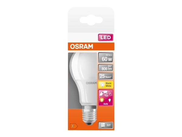OSRAM LED STAR+ - LED-lyspære - form: A60 - mattslipt finish - E27 - 8.8 W (ekvivalent 60 W) - klasse F - varmt hvitt lys - 2700 K