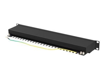 Lanberg PPSA-1024-B - Koblingspanel - rackmonterbar - CAT 6a - STP - RJ-45 X 24 - RAL 9004, svart - 1U - 19"