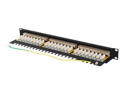 Lanberg PPSA-1024-B - Koblingspanel - rackmonterbar - CAT 6a - STP - RJ-45 X 24 - RAL 9004, svart - 1U - 19"