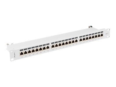 Lanberg PPS7-1024-S - Koblingspanel - rackmonterbar - CAT 7 - STP - RJ-45 X 24 - RAL 7035, grå - 1U - 19"