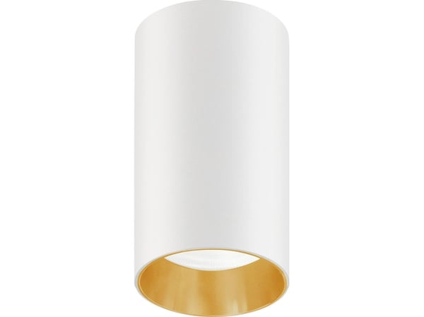 Maclean taklampe utenpå/innfelt rørarmatur, punktlys, rund aluminium, GU10, 55x100 mm hvit/gull MCE458 W/G