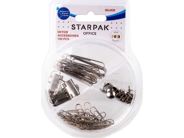 Starpak kontorsaccessoarer, 100 st silver, B/C12/96