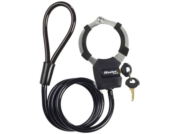 MASTER LOCK katumansetti, vaijerilukko, musta, teräs, avain, 1000 mm, 8 mm