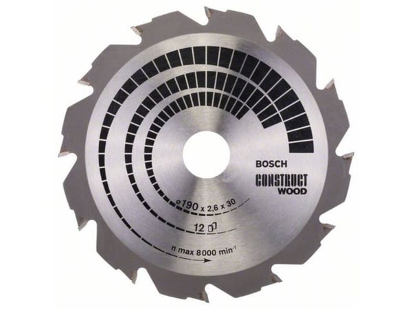 Bosch RUNDSAVKLINGE CONSTRUCT 190X2,6X30MM 12T 12T