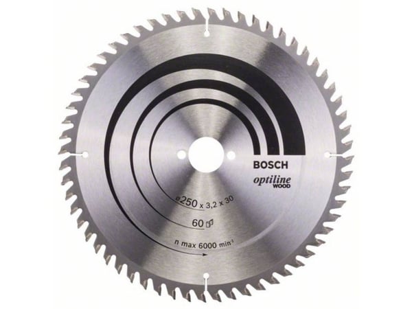 Bosch Optiline Wood - Sirkelformet sagblad - for tre - 250 mm - 60 tenner