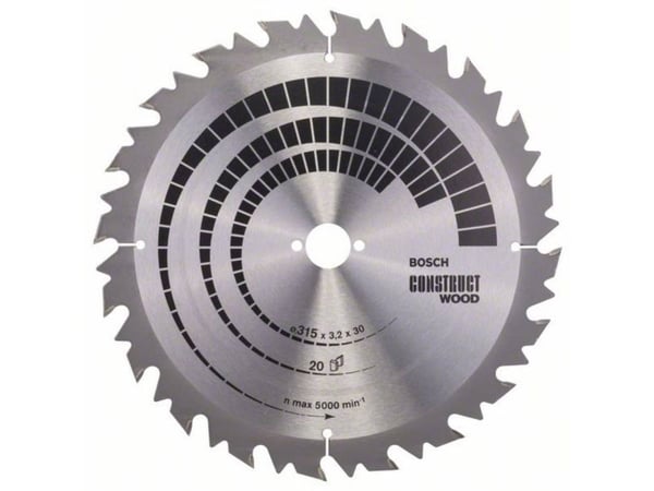 Bosch Construct Wood - Sirkelformet sagblad - for tre - 315 mm - 20 tenner