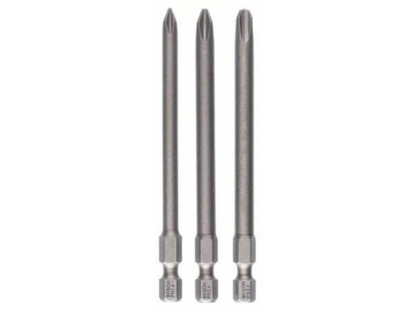 Bosch Extra Hard - Bor - for rustfritt stål, bløtt tre - 3 deler - PH1, PH2, PH3 - heksagonal - lengde: 89 mm