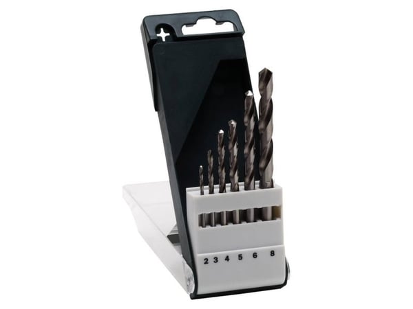 Bosch Accessories 2609255060 HSS metallspiralbor-sett 6 deler 2/3/4/5/6/8 mm, slipt DIN 338, sylinderskaft, 1 sett