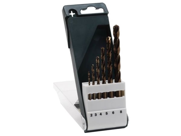 Bosch tilbehør 2609255087 HSS metallspiralbor sett 6 deler 2-8 mm kobalt DIN 338 sylinderfeste
