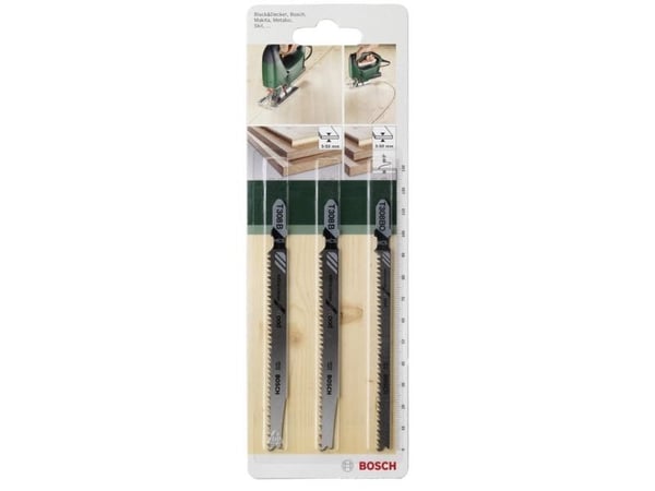 Bosch tilbehør 2609256A12 - stikksagblad sett (enkelt skaft) - 3 stk