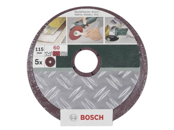 Bosch FIBERSLIBESKIVE 115MM K80 MET U/HUL 5STK FIBERSLIBESKIVE 115MM K80 MET U/HUL 5STK