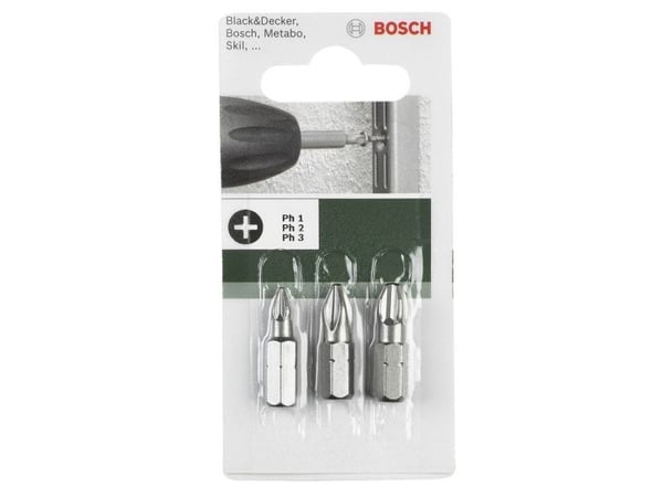 Bosch tillbehör 2609255967 krysskärv-bit PZ 1, PZ 2, PZ 3 extra hård D 6,3 3 st