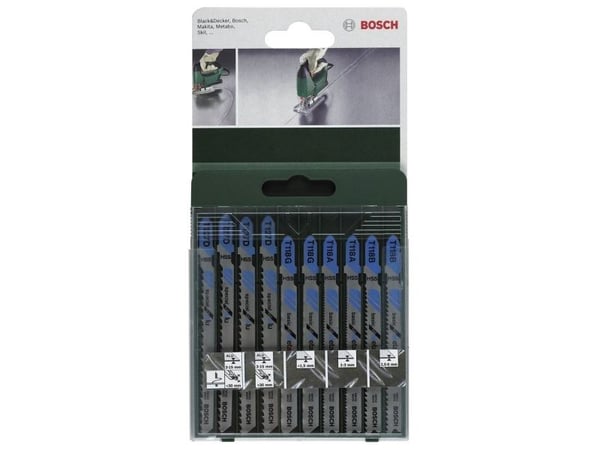 Bosch tilbehør 2609256745, 10 deler stikksagblad-sett T-skaft 1 sett