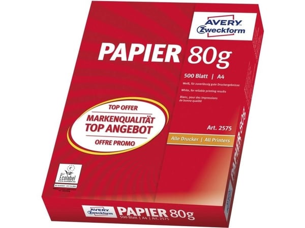 Avery 2575, Matt, 80 g/m ^, 500 ark