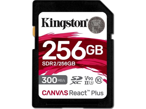 Kingston Canvas React Plus - Flashminnekort - 256 GB - Video Class V90 / UHS-II U3 / Class10 - SDXC UHS-II