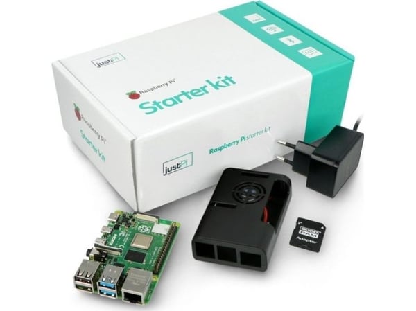 justPi-sett med Raspberry Pi 4B WiFi 8GB RAM + 32GB microSD + tilbehør