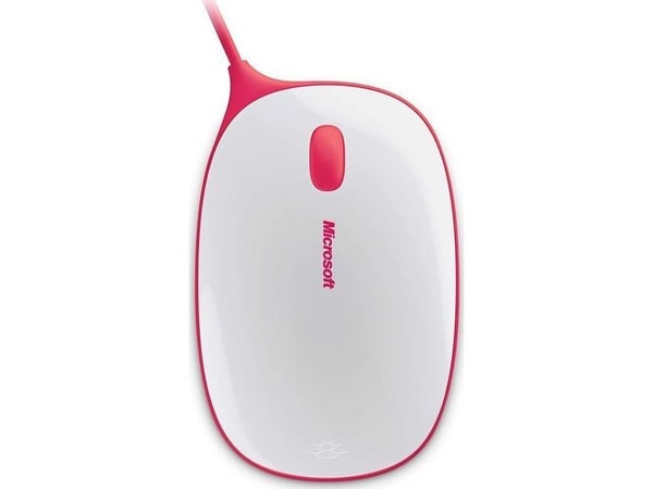 Microsoft Express Mouse - Mus - høyre- og venstrehåndet - optisk - 3 knapper - kablet - USB - hvit, rød