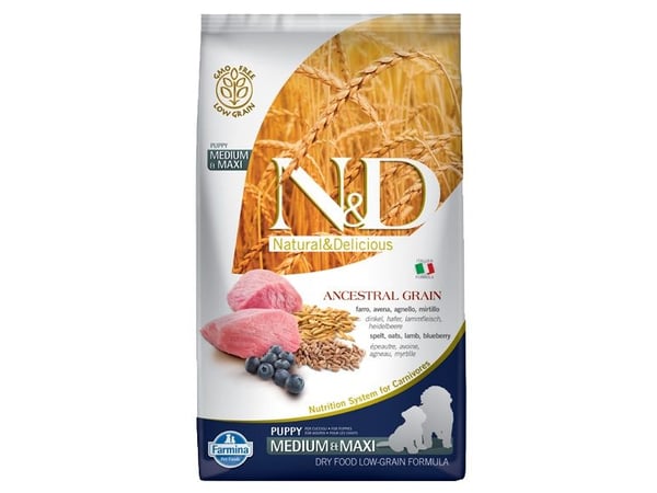 Farmina N&D Ancestral Grain Dog Lamb and Blueberry Puppy Medium & Maxi 12 kg
