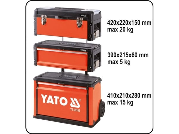 YATO MODULAARINEN TYÖKALUVAUNU 3-OSAINEN 09102