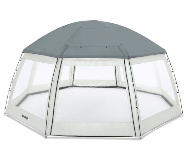 Bestway 58612, Bassengkuppel, Basseng på bakken, Rund, Grå, Gjennomsiktig, Hvit, PVC, Polyester, 2 dører