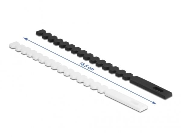 DeLOCK 19002, Avattava johdinside, Kestomuovinen elastomeeri, Musta, Valkoinen, 165 mm, 10 mm, 20 kpl