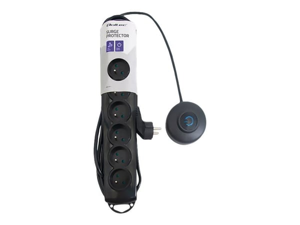 Qoltec - Overspenningsavleder - AC 230 V - 3680 watt - utgangskontakter: 7 - 1.5 m kabel - svart