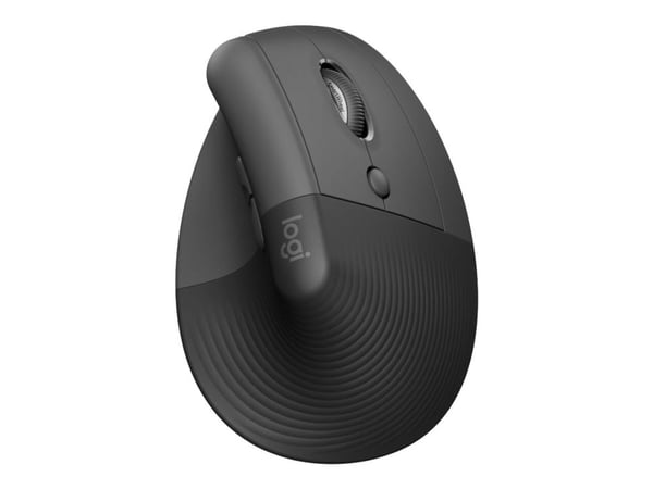 Logitech Lift for Business - Vertikal mus - ergonomisk - 6 knapper - trådløs - Bluetooth, 2.4 GHz - Logitech Logi Bolt USB-mottaker - grafitt