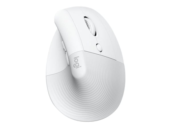 Logitech Lift for Business - Vertikal mus - ergonomisk - 6 knapper - trådløs - Bluetooth, 2.4 GHz - Logitech Logi Bolt USB-mottaker - elfenbenshvit