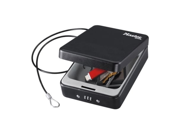 Master Lock Safe Space Small Combination Lock Box with Cable - Security box för mobiltelefon/spelare/kamera - mörkgrå, metall