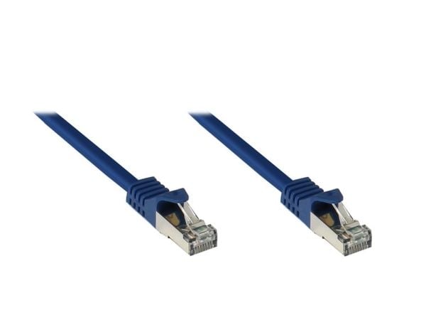 RJ45 patchkabel med Cat.7 rå kabel og låsebeskyttelse (RNS®), S/FTP, PiMF, halogenfri, 600 MHz, OFC, blå, 5 m, Good Connections® (8070R-050B)