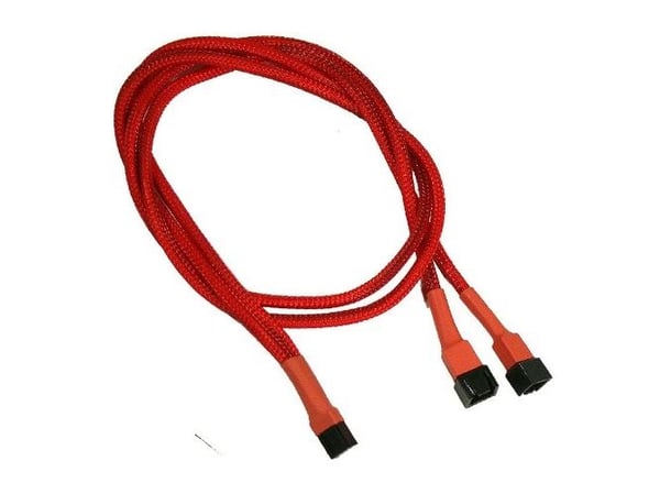 Nanoxia - Viftestrømsplitter - 3-pins Molex (hunn) til 3-pins Molex (hann) - 60 cm - rød