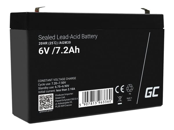 Green Cell - Batteri - blysyre - 7.2 Ah - svart