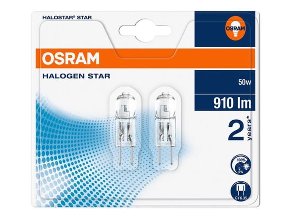 OSRAM HALOSTAR - Halogenlyspære - form: T12 - G4 / GY6.35 - 50 W - klasse G - varmt hvitt lys - 2950 K