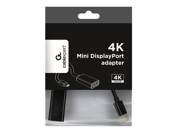 Cablexpert - DisplayPort-adapter - Mini DisplayPort (hann) til DisplayPort (hunn) - DisplayPort 1.2 - 15 cm - 4K-støtte - svart