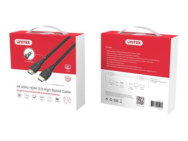 UNITEK C11041BK HDMI-kaapeli 5 m HDMI Type A (Standard) Schwarz (C11041BK)