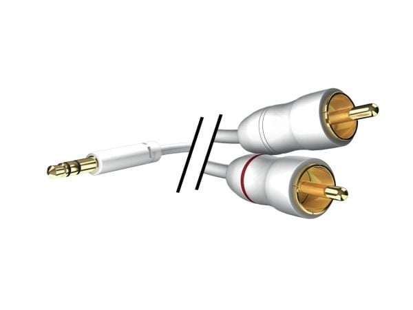 in-akustik Star MP3 Audio Cable - Audioadapter - mini-phone stereo 3.5 mm hann til RCA hann - 0.5 m - skjermet - hvit