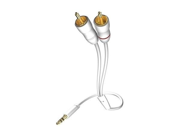 in-akustik Star MP3 Audio Cable - Lydkabel - RCA x 2 hann til mini-phone stereo 3.5 mm hann - 5 m - skjermet - hvit